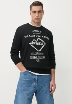 Iceberg pulover de bumbac barbati, culoarea negru, light, A019 7633 imagine