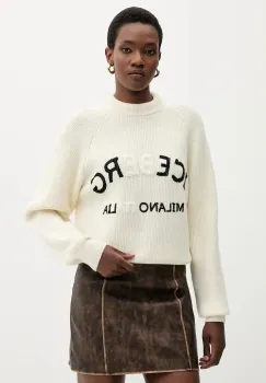 Iceberg pulover de lana culoarea bej, A001 7077 imagine