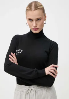 Iceberg pulover de lana femei, culoarea negru, light, cu guler, A008 9000 imagine