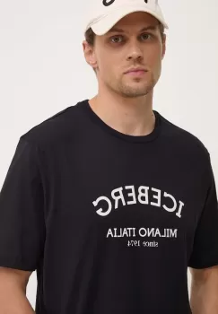 Iceberg tricou din bumbac culoarea negru, cu imprimeu imagine