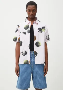 ICECREAM camasa din bumbac Scoop Ss Shirt barbati, culoarea roz, cu guler clasic, relaxed, IC25116 imagine