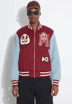 ICECREAM geaca bomber Diner Team Varsity barbati, culoarea bordo, de tranzitie, IC24106 imagine