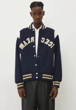 ICECREAM geaca bomber Drippy Varsity Jacket barbati, culoarea albastru marin, de tranzitie, oversize, IC24301 imagine