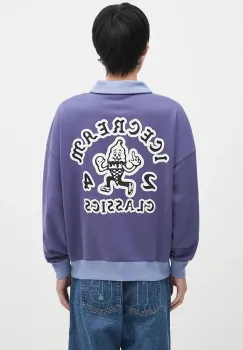 ICECREAM hanorac de bumbac Cone Man Quarter Zip barbati, culoarea violet, cu imprimeu, IC24332 imagine