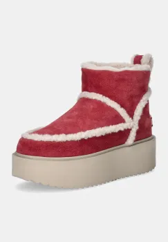 Inuikii cizme de zapada din piele intoarsa Inuikii X Coccinelle Classic Low Shearling culoarea roz, 75204-150 imagine