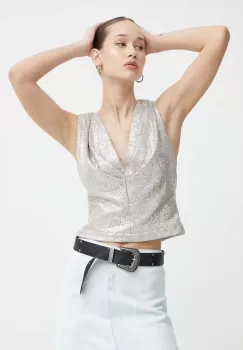 IRO bluza culoarea argintiu, neted imagine