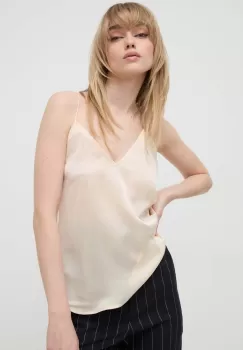 IRO bluza de matase culoarea bej, neted imagine