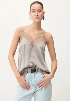 IRO bluza de matase culoarea gri, neted, WM16BERWYN imagine
