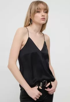 IRO bluza de matase culoarea negru, neted imagine