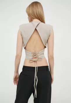 IRO bluza din amestec de lana culoarea bej, neted imagine