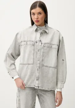 IRO camasa jeans femei, culoarea gri, cu guler clasic, relaxed, WP18ALYSSON imagine