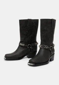 IRO cizme de piele Motty Used femei, culoarea negru, cu toc drept, WP121MOTTYUSED imagine