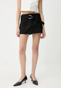 IRO fusta si pantaloni din bumbac culoarea negru, uni, medium waist, WM30MADIM imagine