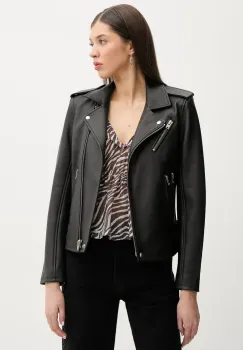 IRO geaca ramones de piele culoarea negru, de tranzitie, WF09NEWHAN imagine