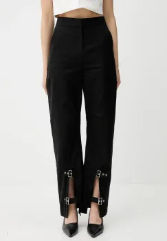 IRO pantaloni de bumbac culoarea negru, drept, high waist, WM23MALLIA imagine