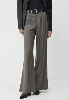 IRO pantaloni din lana culoarea gri, evazati, high waist, WM23ODILLA imagine