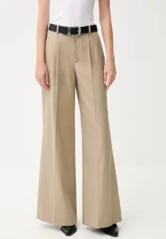 IRO pantaloni din lana culoarea verde, lat, high waist, WP23SOULY imagine