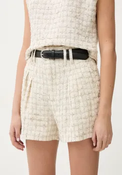 IRO pantaloni scurti din amestec de in femei, culoarea bej, modelator, high waist, WP30XAGA imagine