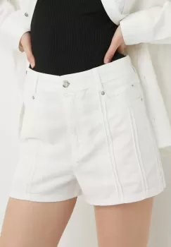 IRO pantaloni scurti din bumbac culoarea alb, neted, high waist imagine