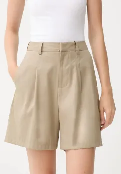 IRO pantaloni scurti din lana culoarea verde, uni, high waist, WP30SOLENNE imagine