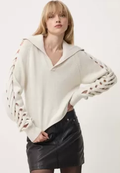 IRO pulover de lana femei, culoarea bej, WP12ALESSIA imagine