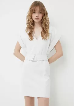 IRO rochie din amestec de in culoarea bej, mini, drept imagine