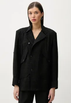 IRO sacou din lana culoarea negru, oversize, neted, WP100BILLAN imagine