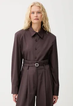 ISABELLE BLANCHE camasa de lana culoarea bordo, cu guler clasic, regular, IS25FW-C037-T002 imagine