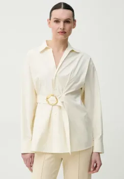 ISABELLE BLANCHE camasa din bumbac femei, culoarea bej, cu guler clasic, relaxed, IS25SS-C150-T012-MOD imagine