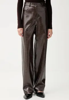 ISABELLE BLANCHE pantaloni culoarea maro, drept, high waist, IS25FW-P030-T006 imagine