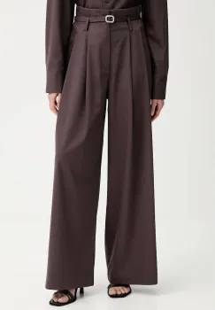 ISABELLE BLANCHE pantaloni din lana culoarea bordo, drept, high waist, IS25FW-P036-T002 imagine