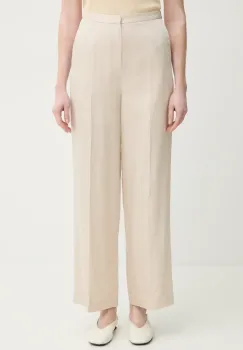 ISABELLE BLANCHE pantaloni femei, culoarea bej, lat, high waist, IS25SS-P052-T004 imagine
