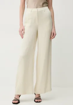 ISABELLE BLANCHE pantaloni femei, culoarea bej, lat, high waist, IS25SS-P122-T011 imagine