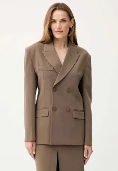 ISABELLE BLANCHE sacou culoarea verde, cu doua randuri de nasturi, uni, IS25FW-J049-T001 imagine