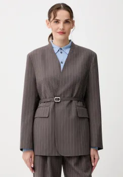 ISABELLE BLANCHE sacou din lana culoarea maro, cu doua randuri de nasturi, cu imprimeu, IS25FW-J043-T003 imagine