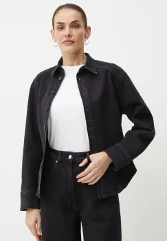 Ivy Oak camasa jeans femei, culoarea negru, cu guler clasic, regular, IO112343 imagine