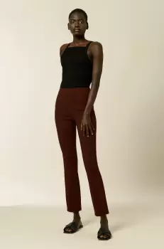 Ivy & Oak Pantaloni femei, culoarea bordo, model drept, high waist imagine