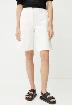 Ivy Oak pantaloni scurti jeans PIRI femei, culoarea alb, uni, high waist, IO115209 imagine