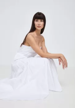 Ivy Oak rochie din bumbac culoarea alb, maxi, evazati, IO117615 imagine