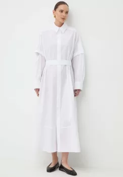 Ivy Oak rochie din bumbac culoarea alb, maxi, oversize, IO117614 imagine