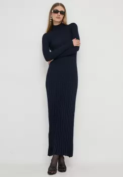 Ivy Oak rochie din lana culoarea albastru marin, maxi, mulata imagine