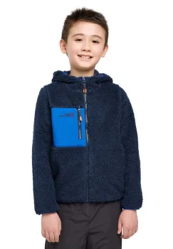 Jack Wolfskin bluza copii ICE CURL HOOD culoarea albastru marin, cu gluga, neted imagine