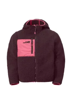 Jack Wolfskin bluza copii ICE CURL HOOD culoarea roz, cu gluga, neted imagine