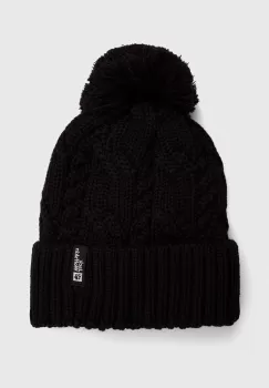 Jack Wolfskin caciula Pompom culoarea negru, de lana imagine