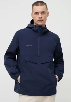 Jack Wolfskin geaca de ploaie Desert Wind Overhead barbati, culoarea albastru marin imagine