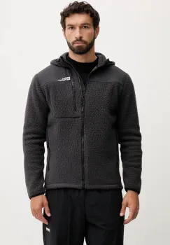 Jack Wolfskin hanorac KAMMWEG PILE culoarea negru, cu gluga, uni, 1711271 imagine