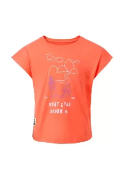 Jack Wolfskin tricou de bumbac pentru copii TAKE A BREAK culoarea portocaliu imagine