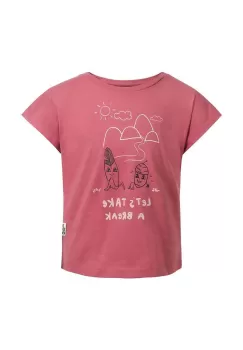Jack Wolfskin tricou de bumbac pentru copii TAKE A BREAK culoarea roz imagine