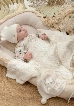 Jamiks caciula bebe TED culoarea bej, din tesatura neteda, JWH207 imagine