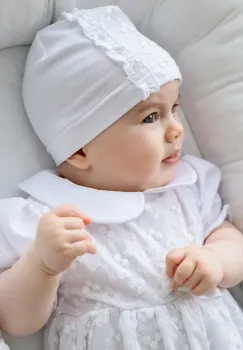 Jamiks caciula copii MAISIE culoarea alb, din tesatura neteda, JLH004 imagine